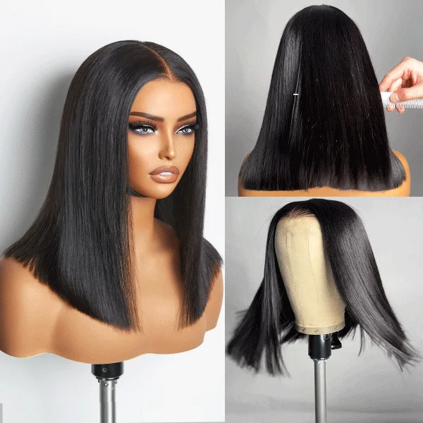 Long red wig with vivid curls-1 SEC INSTALL WIG | Deep Middle Part Blunt Cut Bob Glueless 2x6 Closure HD Lace Wig Pre-Cut Lace