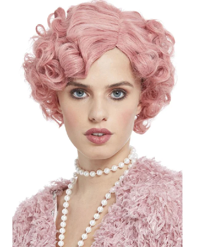 Lace wig for cool vibe-1920s Pink Flirty Flapper Wig