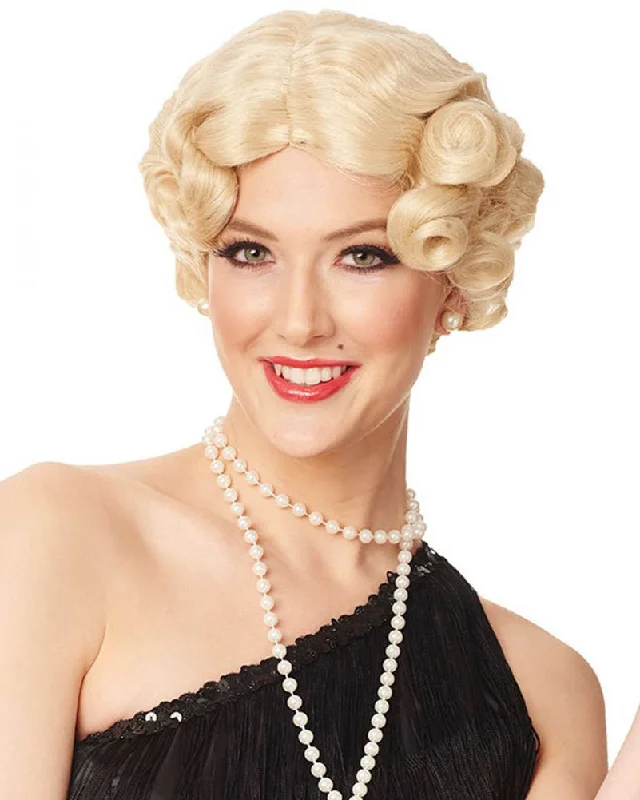 Lace wig for mild flair-20s Daisy Flapper Short Blonde Wig