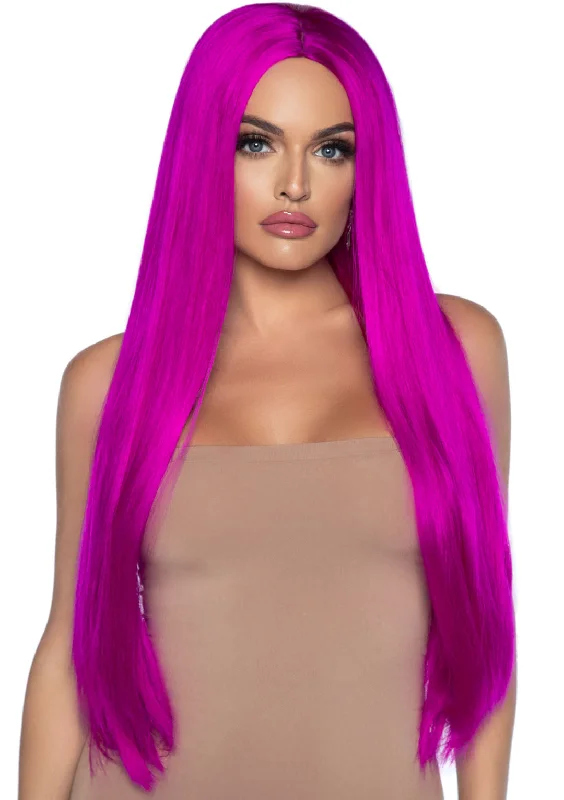 Wig for luxe flair-33 Inch Long Straight Center Part Wig - Raspberry