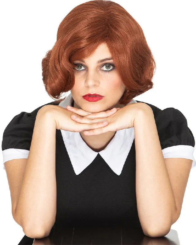 Lace wig for dry flair-50s Chess Queen Deluxe Auburn Red Bob Wig