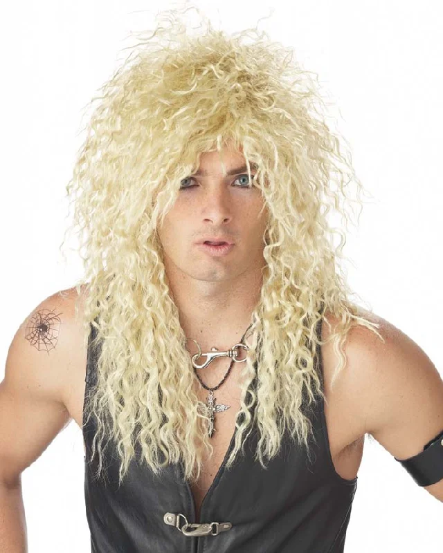 Wig for lush flair-80s Headbanger Long Blonde Curly Wig