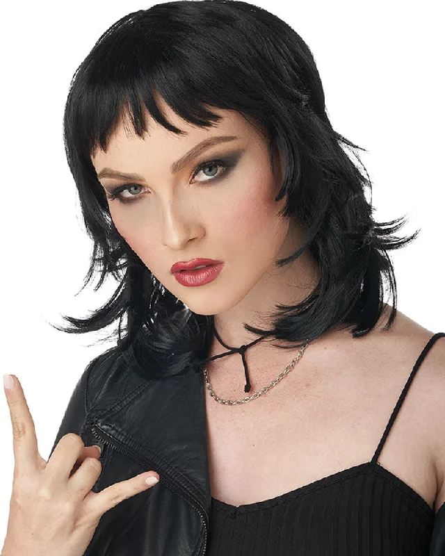 Wig for vivid flair-80s Rock Rebel Short Black Wig