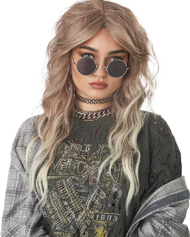 Wig for bold shine-90s Grunge Rocker Long Blonde Wig