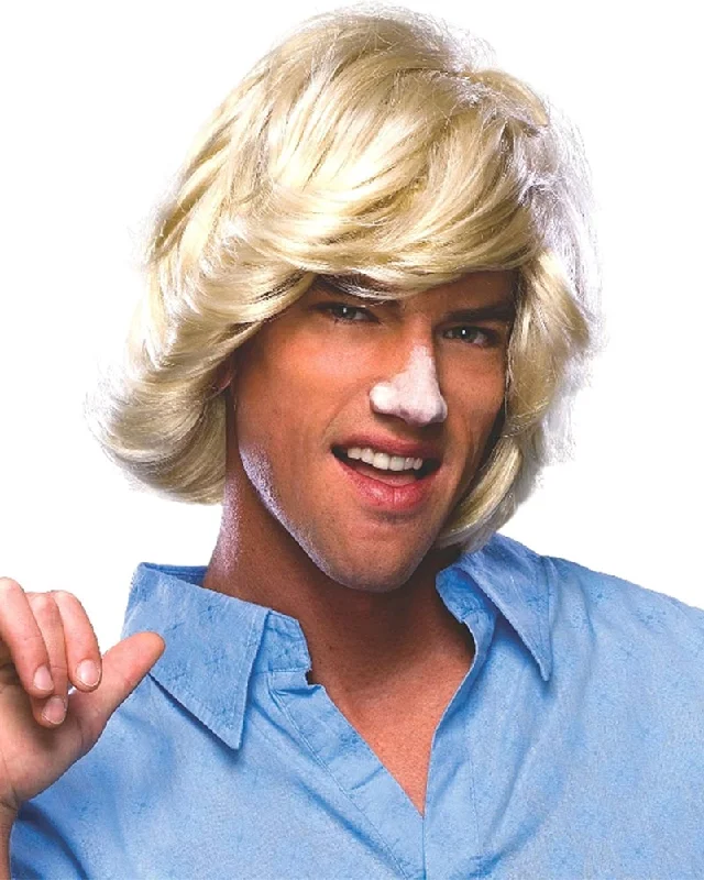 Medium wavy wig with dramatic flair-Blonde Surfer Dude Mens Wig