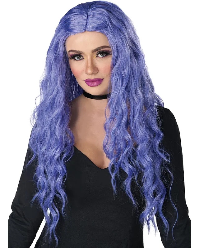 Wig for vivid shine-Charmed Tresses Long Curly Purple Wig