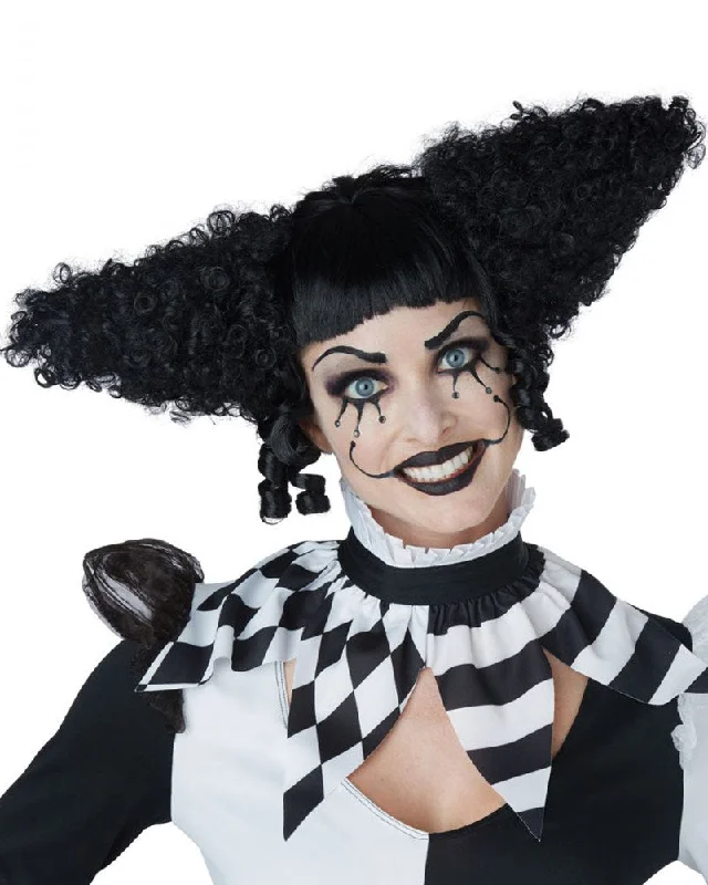 Synthetic wig for young flair-Creepy Clown Black Wig