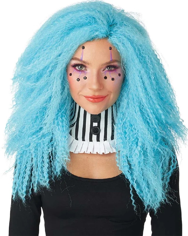 Short gray wig with lush texture-Crimped N Kooky Long Blue Wig