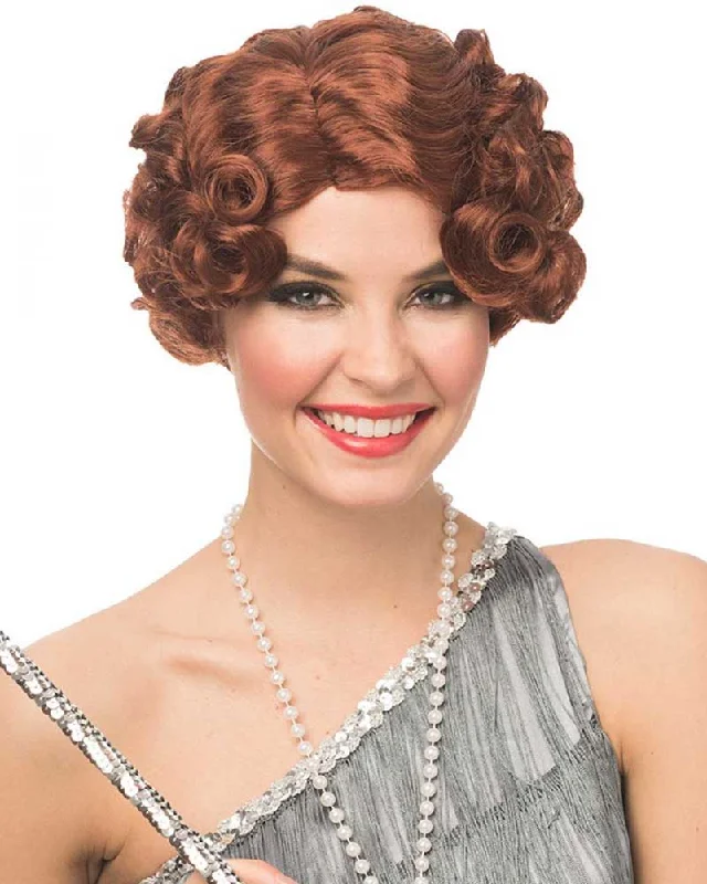 Short gray wig with bold curls-20s Daisy Flapper Red Wig