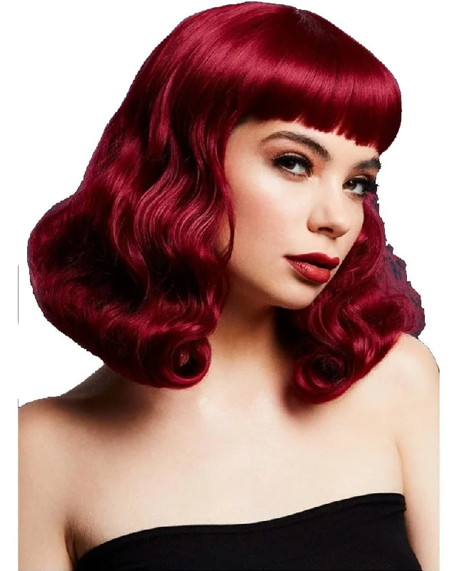 Short red wig with lush texture-40s Deluxe Fever Plum Purple Bettie Wig