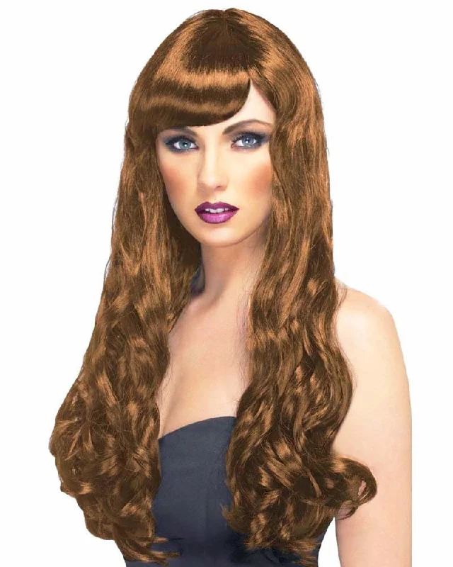 Long red wig with vivid waves-Desire Long Auburn Wig