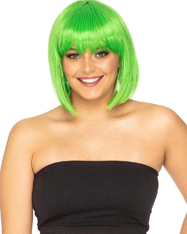 Wig for bold flair-Fashion Deluxe Apple Green Bob Wig