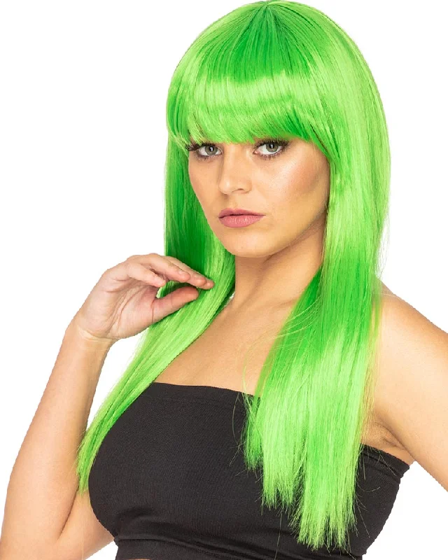 Wig for lush vibe-Fashion Deluxe Apple Green Long Wig