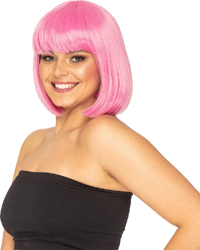 Synthetic wig for cool vibe-Fashion Deluxe Candy Pink Bob Wig