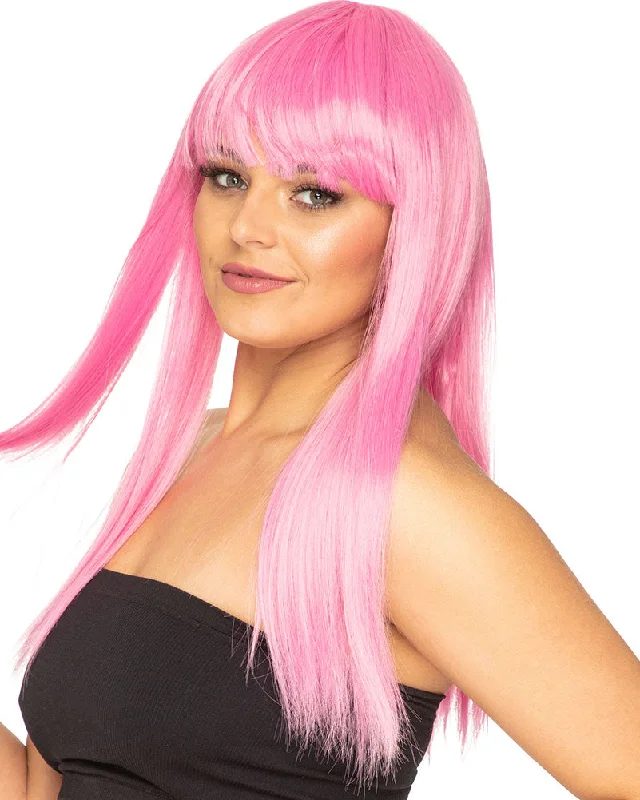 Wig for radiant vibe-Fashion Deluxe Candy Pink Long Wig