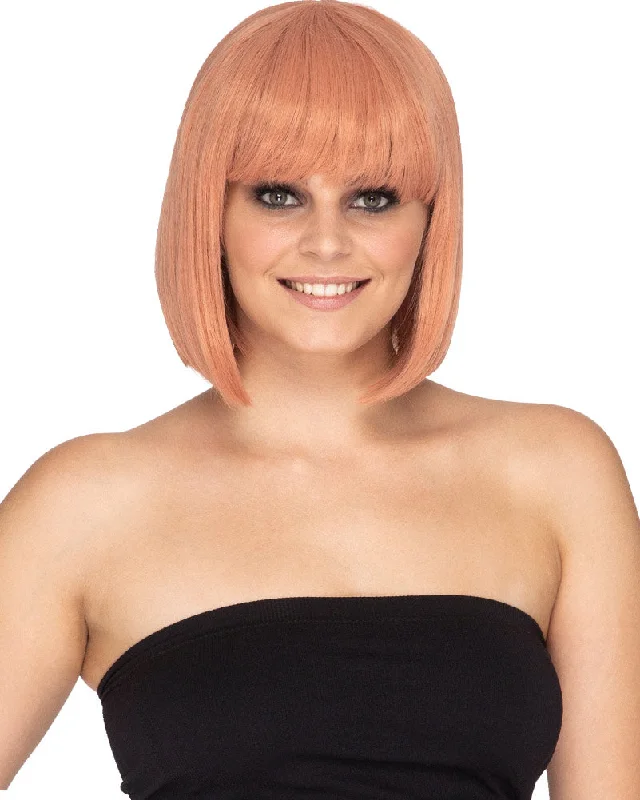 Wig for bold texture-Fashion Deluxe Peaches and Cream Pink Bob Wig