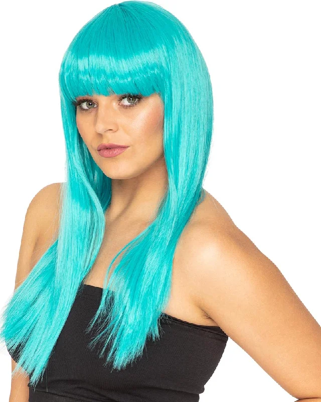 Wig for funky texture-Fashion Deluxe True Teal Long Wig