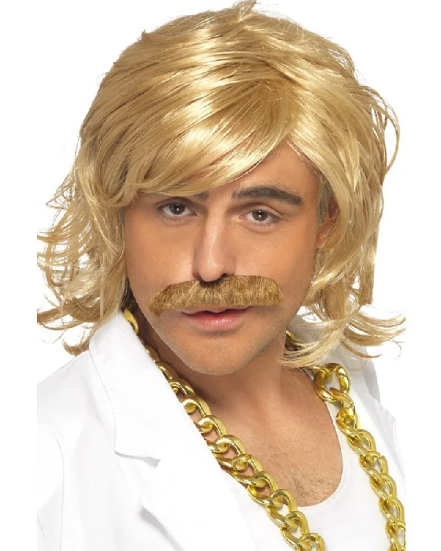 Long blonde wig with vivid texture-70s Game Show Host Kit