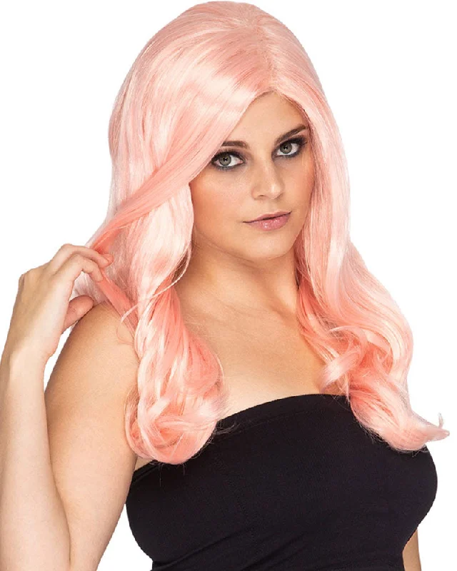 Wig for lush flair-Glamour Deluxe Fairy Floss Pink Long Wavy Wig