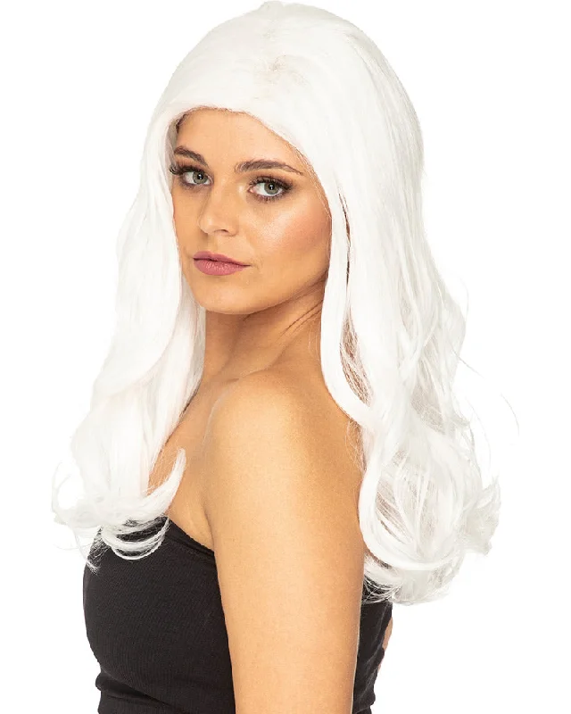 Wig for vivid texture-Glamour Deluxe White Long Wavy Wig