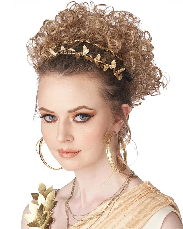 Curly wig for cool flair-Greco Roman Goddess Blonde Clip On Wig