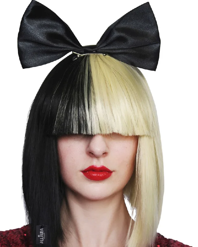 Wig for luxe flair-Half Blonde and Black Pop Empress Premium Wig With Black Bow