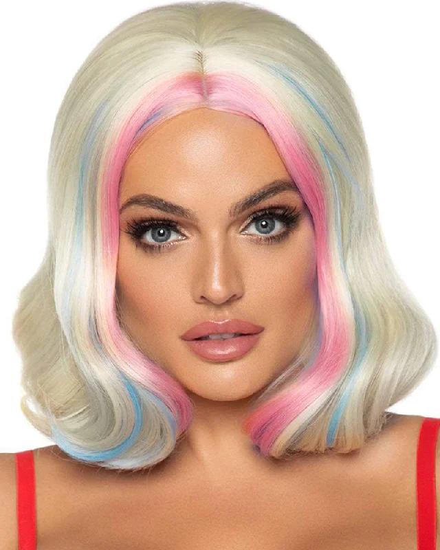 Short black wig with bold texture-Harley Wavy Bob Wig