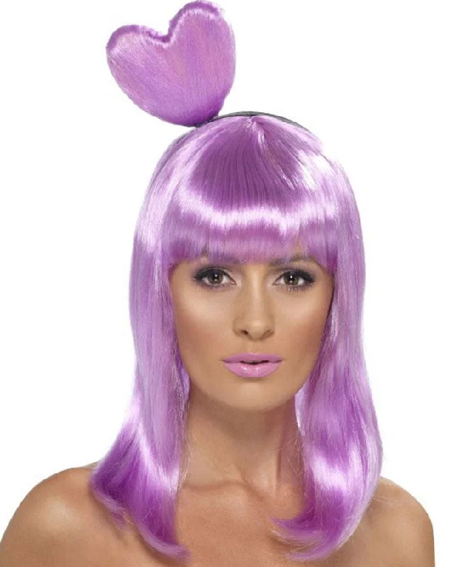 Wig for gentle flair-Katy Candy Queen Lilac Wig with Heart Headband