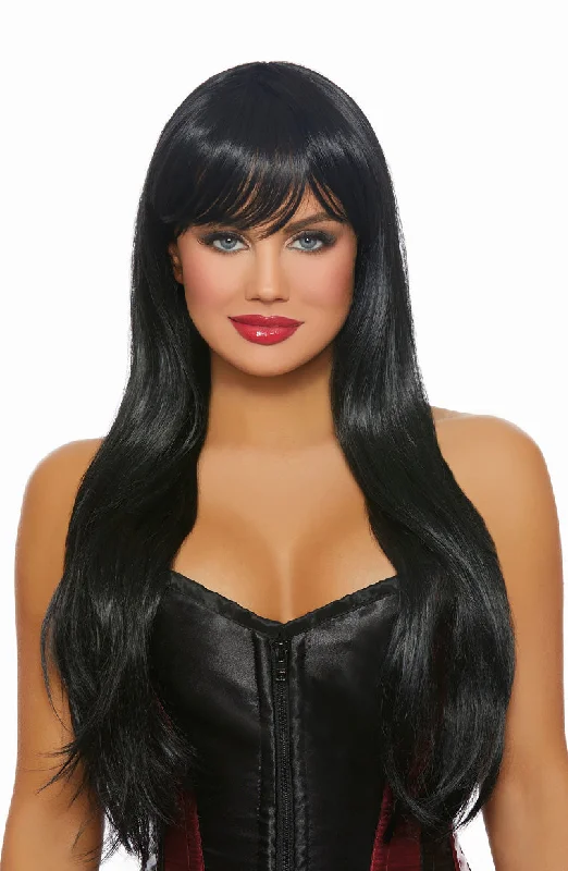 Wig for vivid texture-Long Straight Layered Wig Black