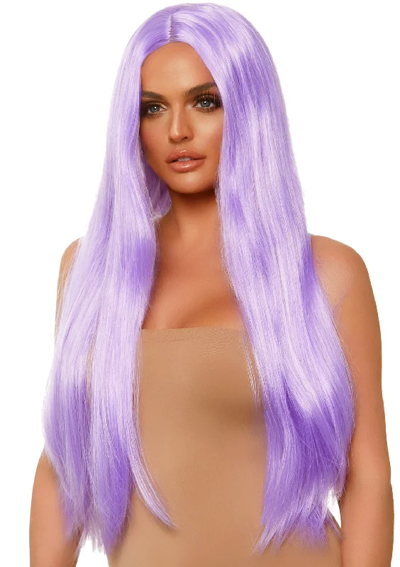 Wig for bold flair-Long Straight Wig 33 Inch - Lavender