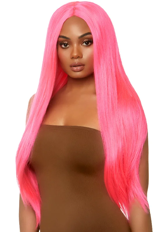 Synthetic wig for mild vibe-Long Straight Wig 33 Inch - Pink