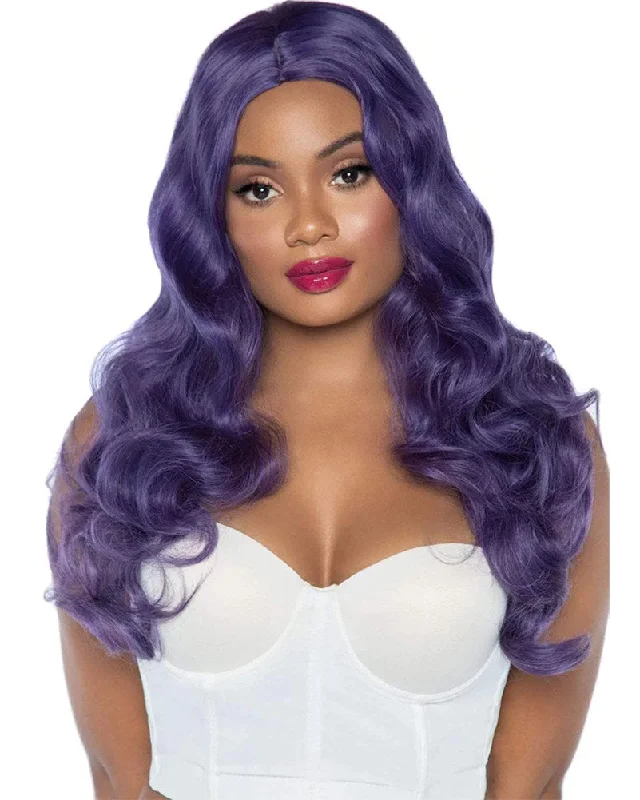 Medium length wig with soft flair-Mermaid Wave Long Purple Wig