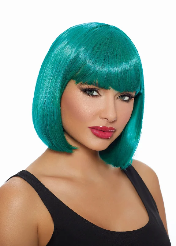 Wig for plush flair-Mid-Length Bob Wig - Teal