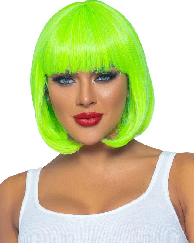 Wig for playful vibe-Neon Green Short Bob Wig