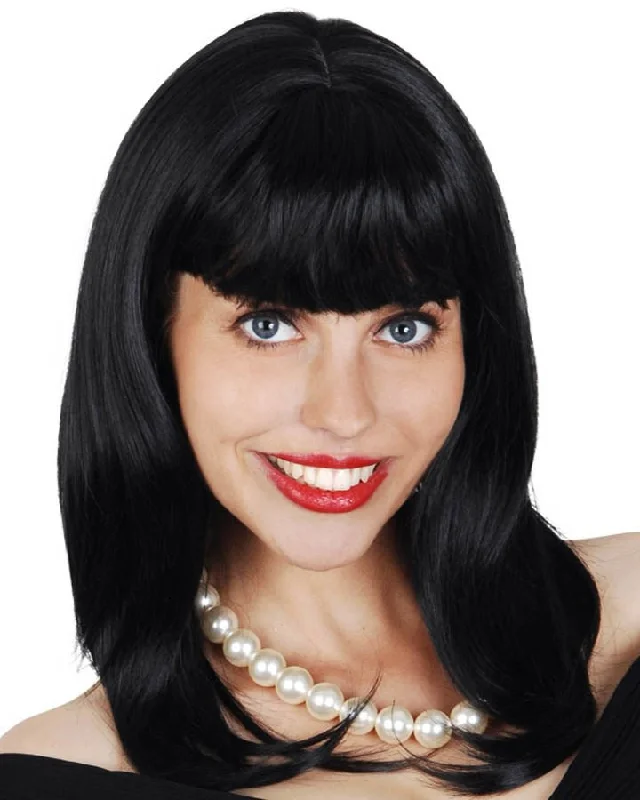 Wig for plush shine-Norah Short Black Wig with Fringe