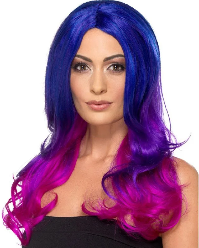 Wig for vivid flair-Ombre Blue and Pink Long Wig