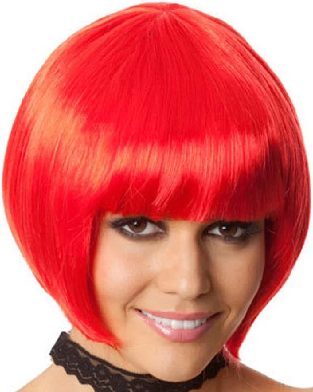 Short gray wig with vivid waves-Party Bob Red Wig