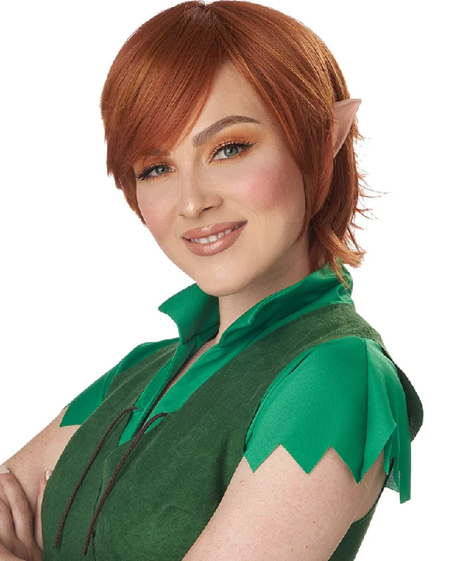 Wig for bold flair-Peter Pan Short Auburn Wig