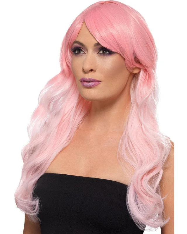 Wig for lush shine-Pink Ombre Long Wavy Wig