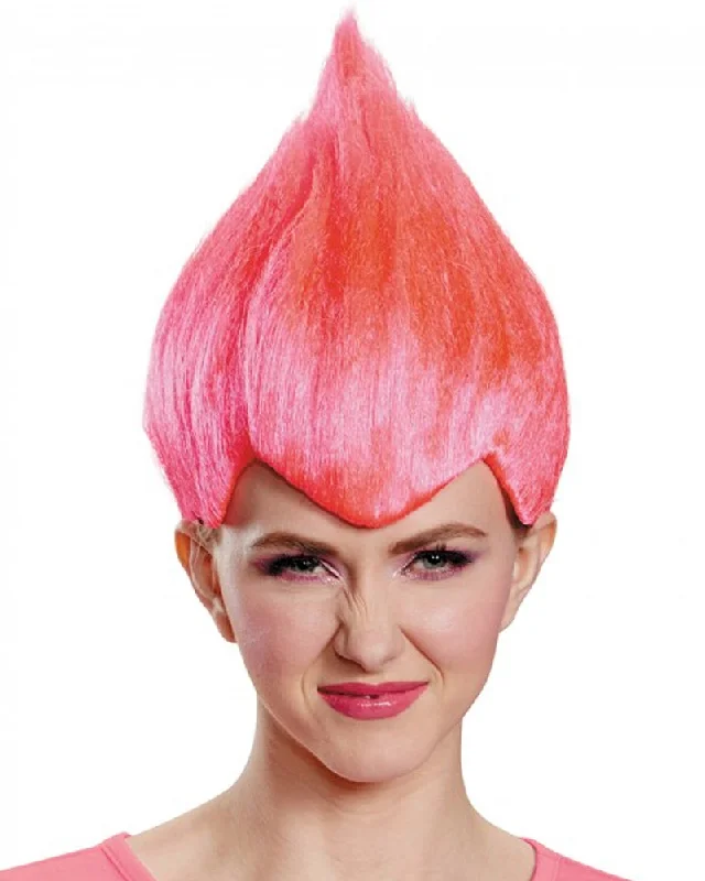 Wig for funky texture-Pink Troll Adult Wig