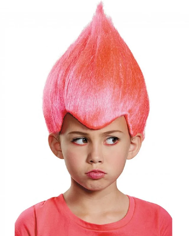 Wig for funky vibe-Pink Troll Kids Wig