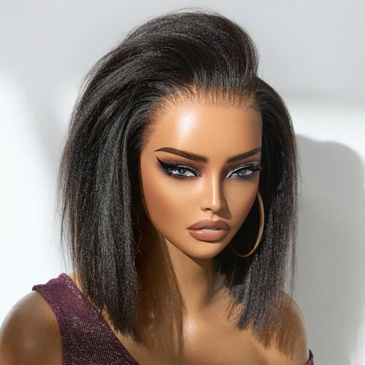 Wig for luxe texture-PreMax 2.0 Wigs | Nature Max Yaki / Silky Bob Ear-to-Ear Glueless 13x5 Frontal HD Lace Short Bob Wig