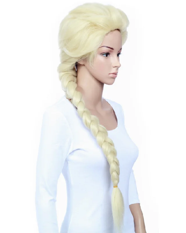 Wig for playful flair-Premium Ice Queen Long Blonde Plaited Wig