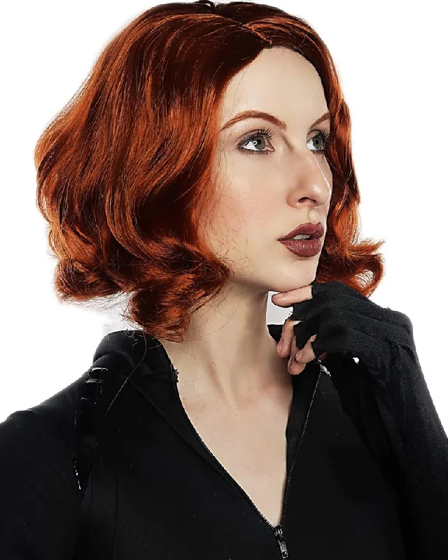 Medium wavy wig with plush texture-Red Avenging Widow Auburn Wavy Bob Wig