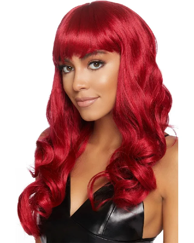 Curly wig for mild flair-Red Misfit Long Wavy Wig