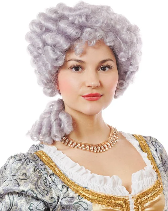 Curly wig for warm vibe-Regency Queen Curly Lavender Grey Wig