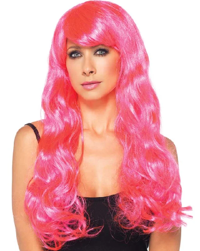 Wig for gentle flair-Starbright Long Wavy Pink Wig