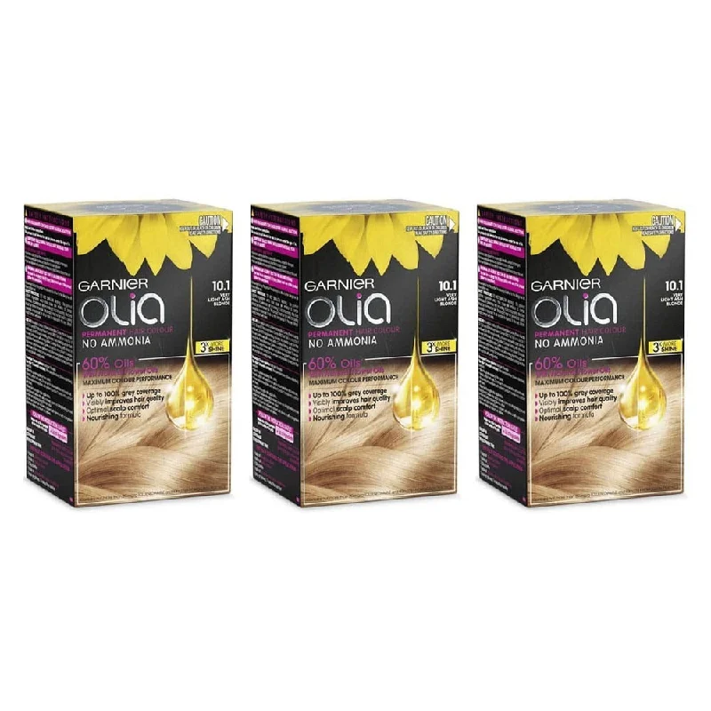 3x Garnier Olia Permanent Hair Colour 10.1 Very Light Ash Blonde