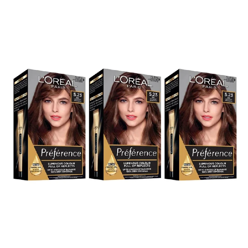 3x L'Oreal Preference Hair Color 5.23 Very Deep Rose Gold