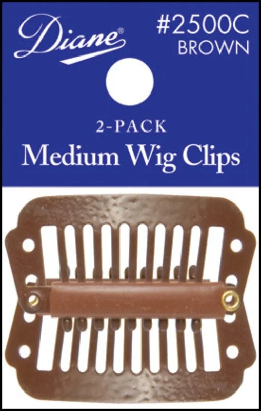 DIANE MEDIUM WIG CLIPS BROWN 2 PACK